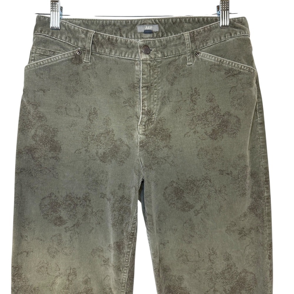 J. Jill Womens Olive Green Floral Corduroy Stretch Straight Leg Pants‎ Size 8 - Picture 3 of 9